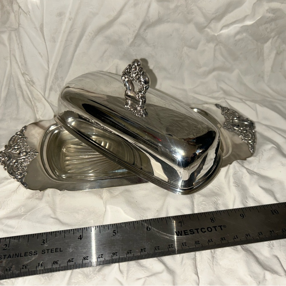 Elegant Silver Butter Dish with Lid